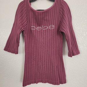 Bebe pink stretchy ribbed top OS